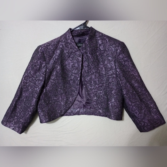 R&M Richards Women’s Two-Piece Lace Overlay Dress with Jacket Purple Sz 8 - Picture 9 of 11